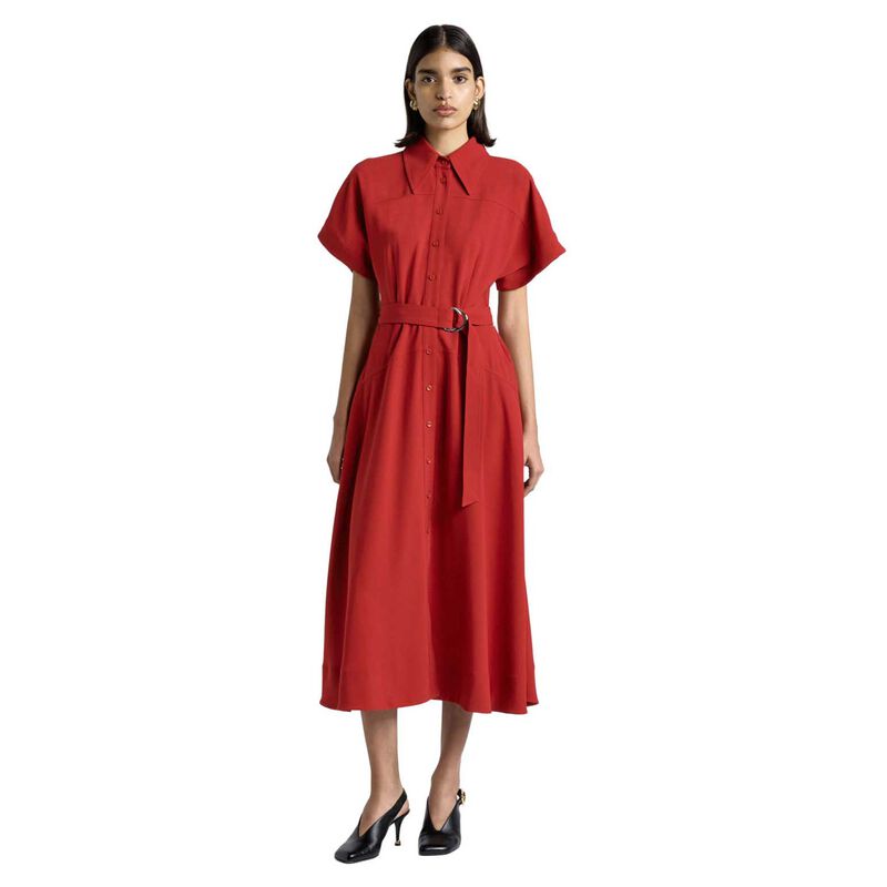 Cue Cherry Crepe Midi Shirt Dress image number 0